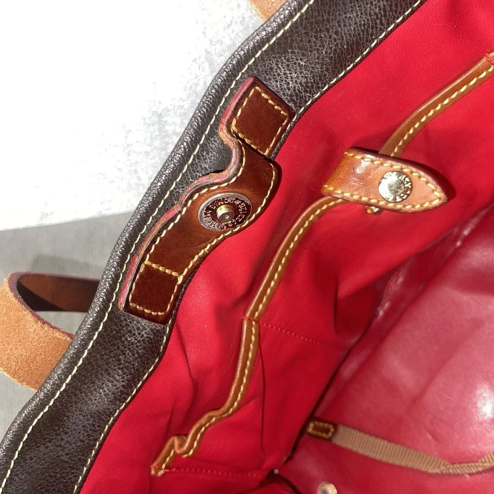 Dooney & Bourke Small Shopper Tote Bag Brown Leather Smal Pebbles Brown Handles